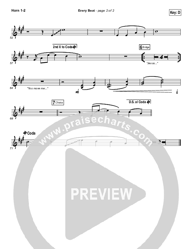 Every Beat French Horn 1/2 (North Point Worship / Seth Condrey)