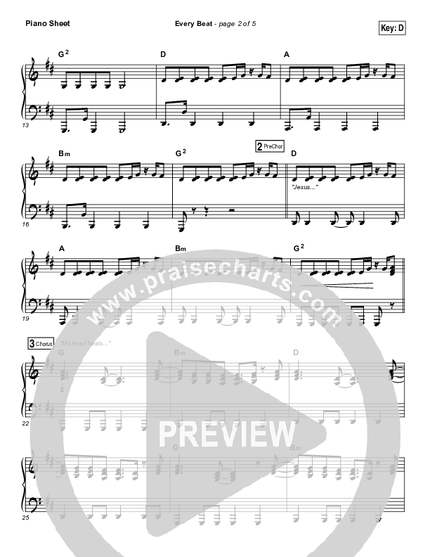 Every Beat Piano Sheet (Print Only) (North Point Worship / Seth Condrey)