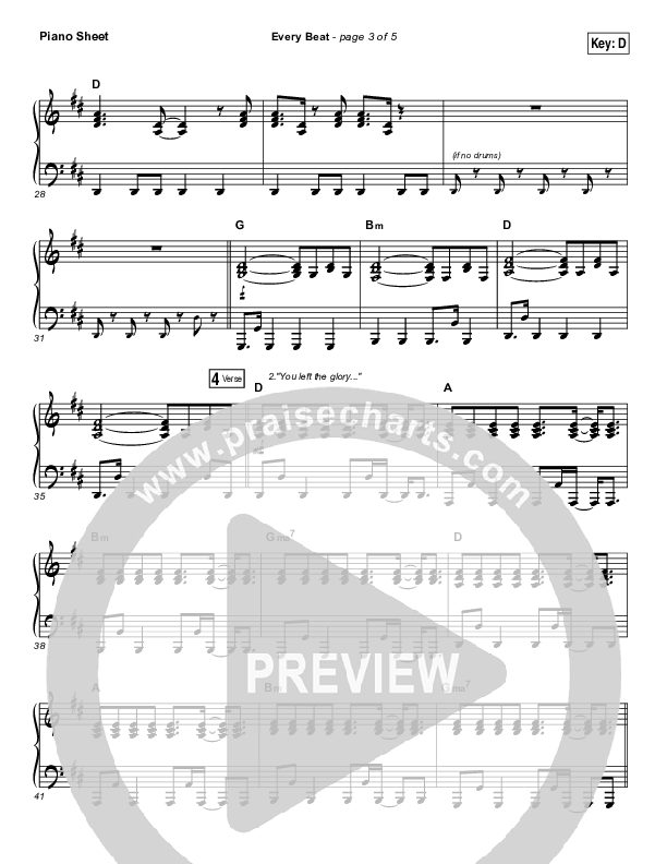 Every Beat Piano Sheet (Print Only) (North Point Worship / Seth Condrey)
