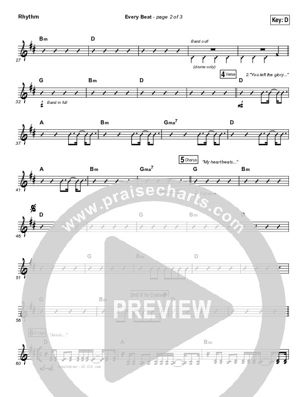 Every Beat Rhythm Chart (Print Only) (North Point Worship / Seth Condrey)