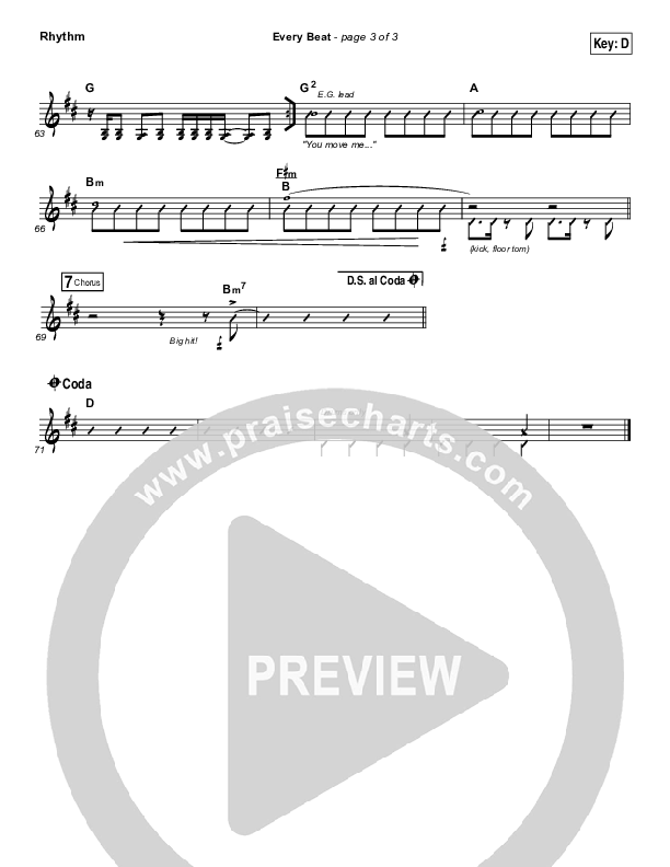 Every Beat Rhythm Chart (North Point Worship / Seth Condrey)