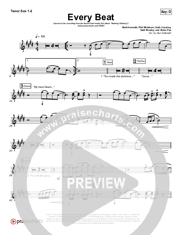 Every Beat Tenor Sax 1/2 (North Point Worship / Seth Condrey)