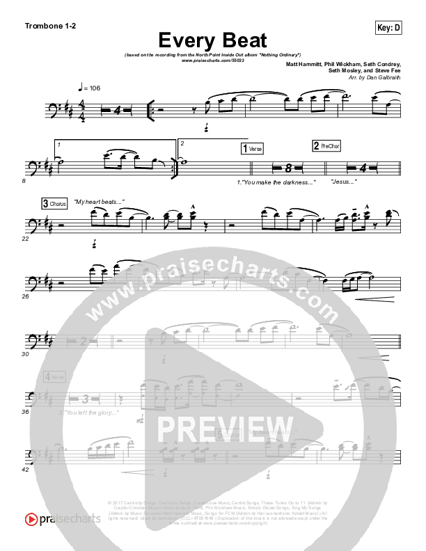 Every Beat Trombone 1/2 (North Point Worship / Seth Condrey)