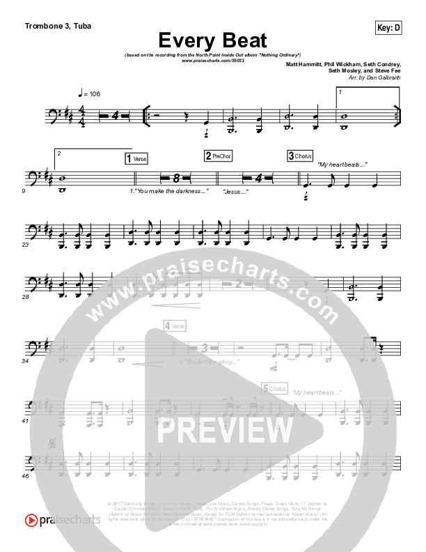 Every Beat Trombone 3/Tuba (North Point Worship / Seth Condrey)