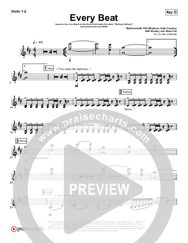 Every Beat Violin 1/2 (North Point Worship / Seth Condrey)