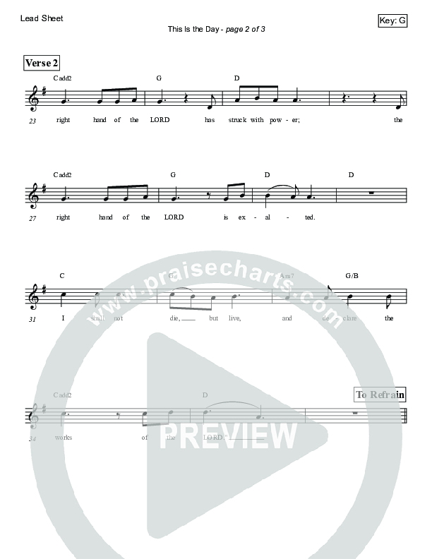 This Is the Day (Psalm 118) Lead Sheet (Victor Rodriguez)