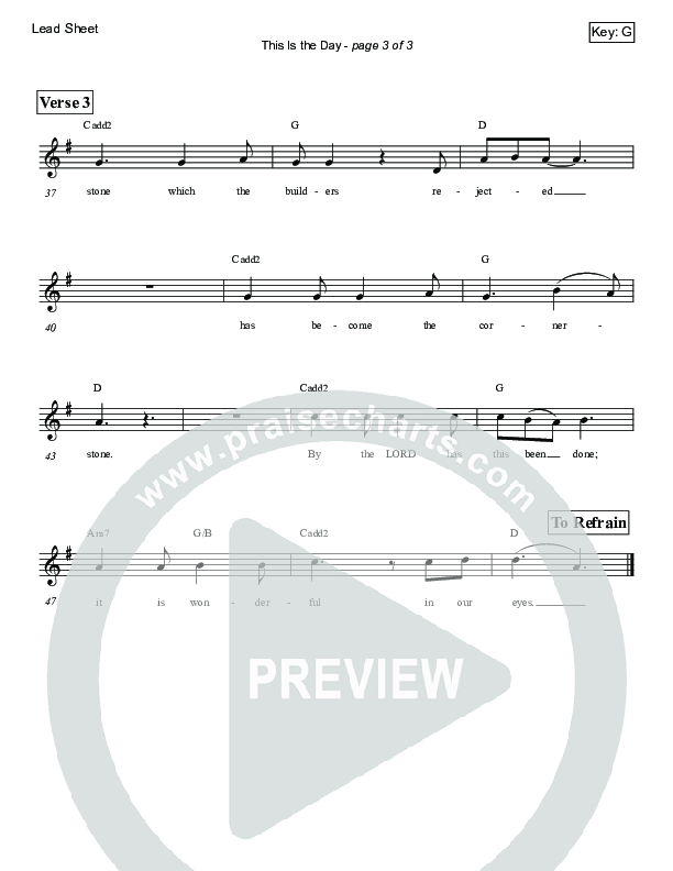 This Is the Day (Psalm 118) Lead Sheet (Victor Rodriguez)