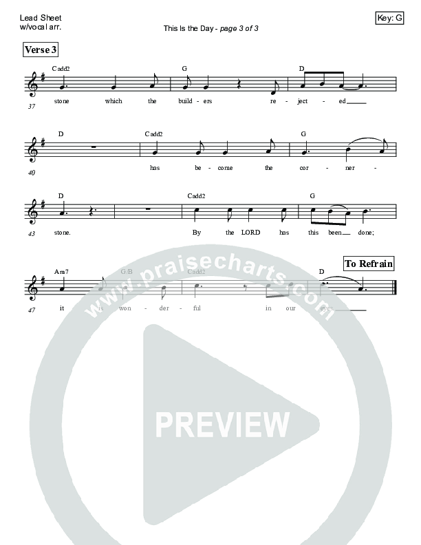 This Is the Day (Psalm 118) Lead Sheet (SAT) (Victor Rodriguez)