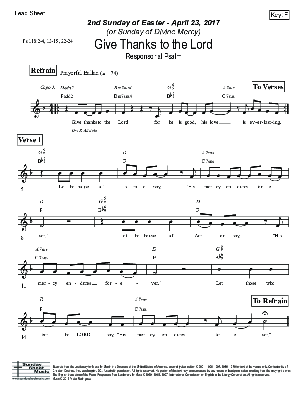 Give Thanks To The Lord (Psalm 118) Lead Sheet (Victor Rodriguez)
