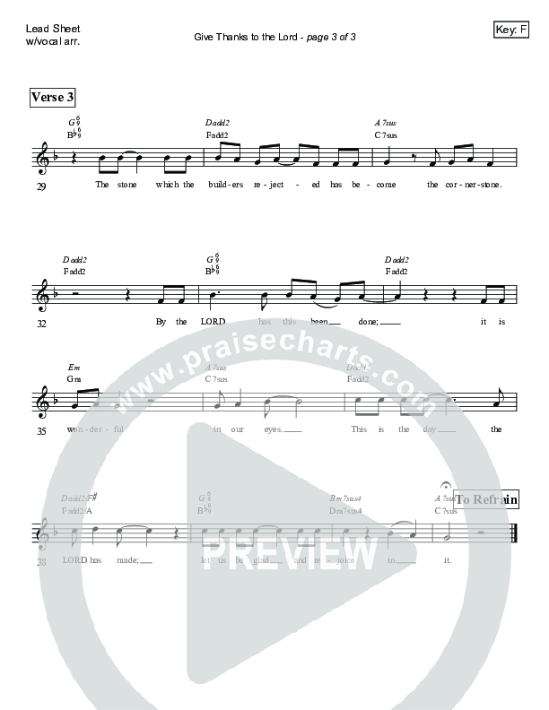 Give Thanks To The Lord (Psalm 118) Lead Sheet (SAT) (Victor Rodriguez)