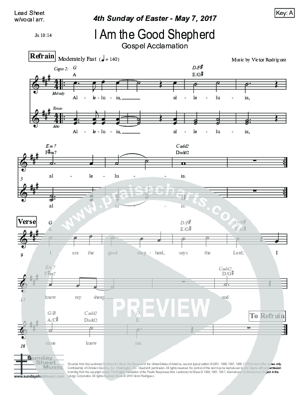 I Am The Good Shepherd (John 10) Lead Sheet (Victor Rodriguez)