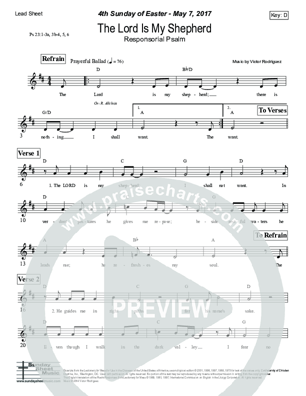 The Lord Is My Shepherd (Psalm 23) Lead Sheet (Victor Rodriguez)