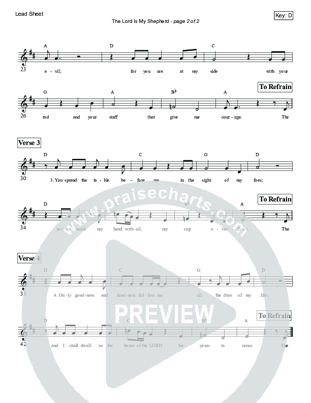 The Lord Is My Shepherd (Psalm 23) Lead Sheet (Victor Rodriguez)