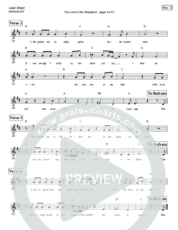 The Lord Is My Shepherd (Psalm 23) Lead Sheet (SAT) (Victor Rodriguez)