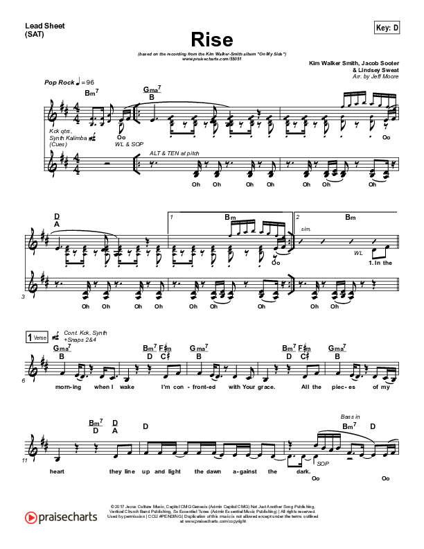 Rise Lead Sheet (SAT) (Kim Walker-Smith)