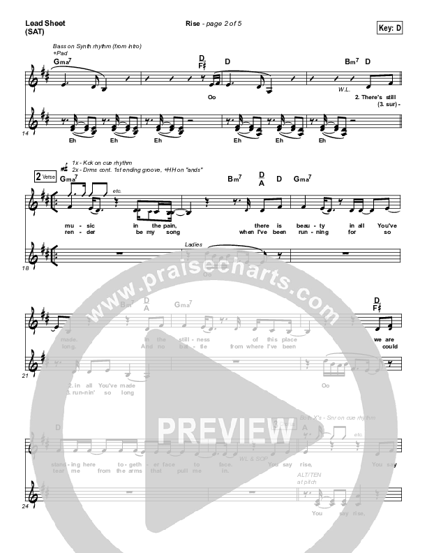 Rise Lead Sheet (SAT) (Kim Walker-Smith)
