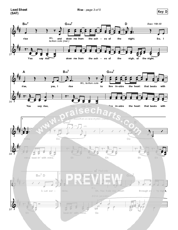 Rise Lead Sheet (SAT) (Kim Walker-Smith)