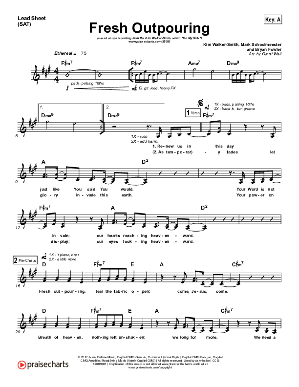 Fresh Outpouring Lead Sheet (SAT) (Kim Walker-Smith)