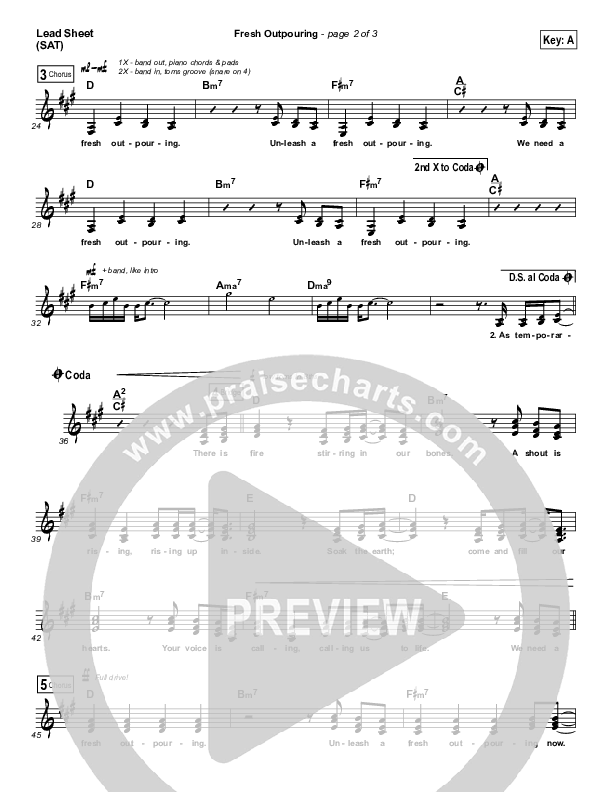 Fresh Outpouring Lead Sheet (SAT) (Kim Walker-Smith)