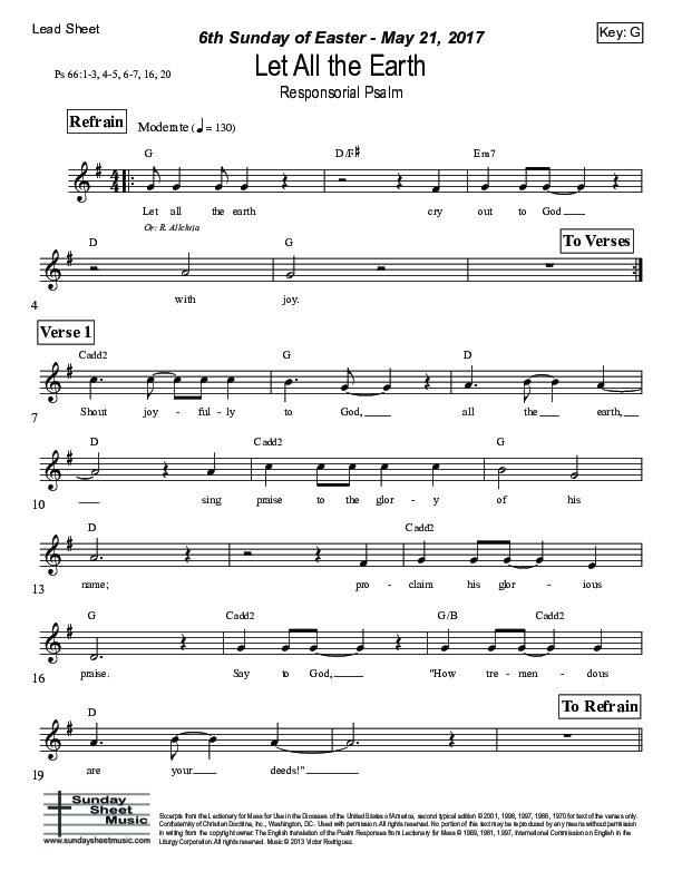 Let All The Earth (Psalm 66) Lead Sheet (Victor Rodriguez)