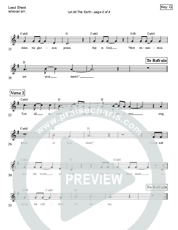 Let All The Earth (Psalm 66) Lead Sheet (SAT) (Victor Rodriguez)