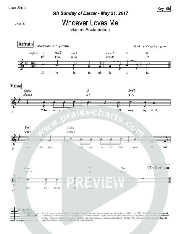 Whoever Loves Me (John 14) Lead Sheet (Victor Rodriguez)