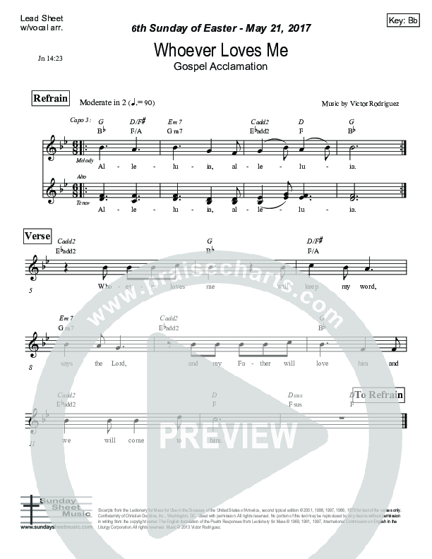 Whoever Loves Me (John 14) Lead Sheet (Victor Rodriguez)