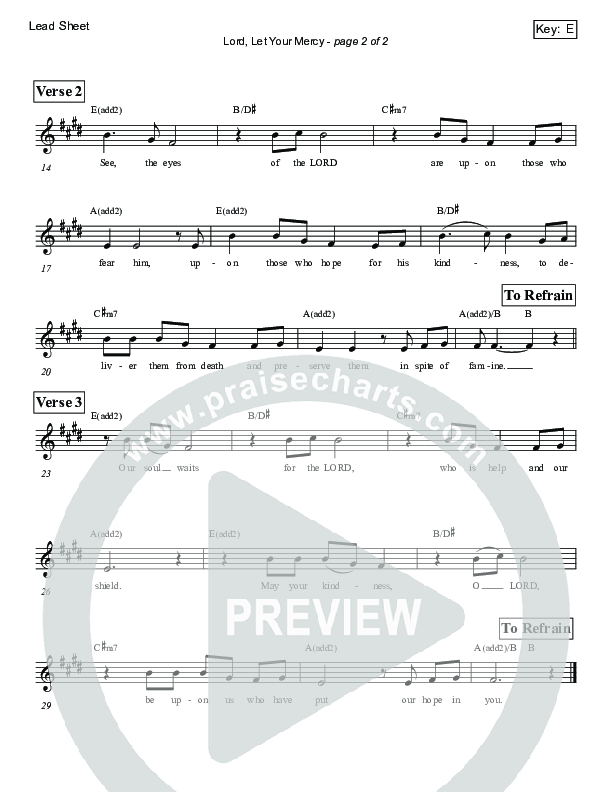 Lord Let Your Mercy (Psalm 33) Lead Sheet (Victor Rodriguez)