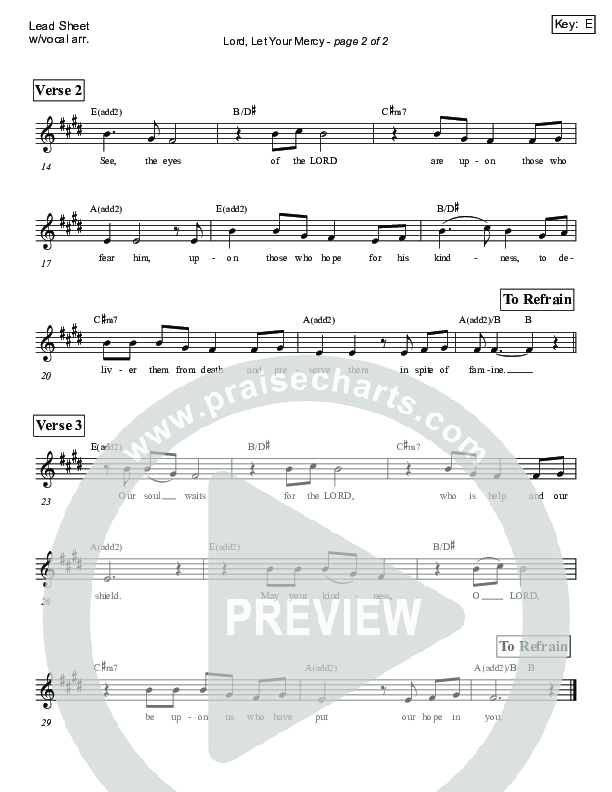 Lord Let Your Mercy (Psalm 33) Lead Sheet (SAT) (Victor Rodriguez)