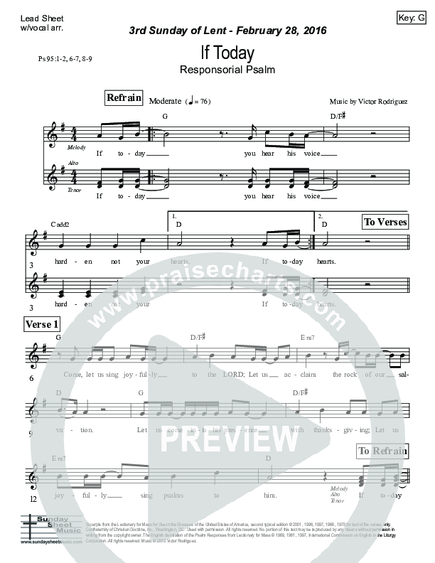 If Today (Psalm 95) Lead Sheet (Victor Rodriguez)