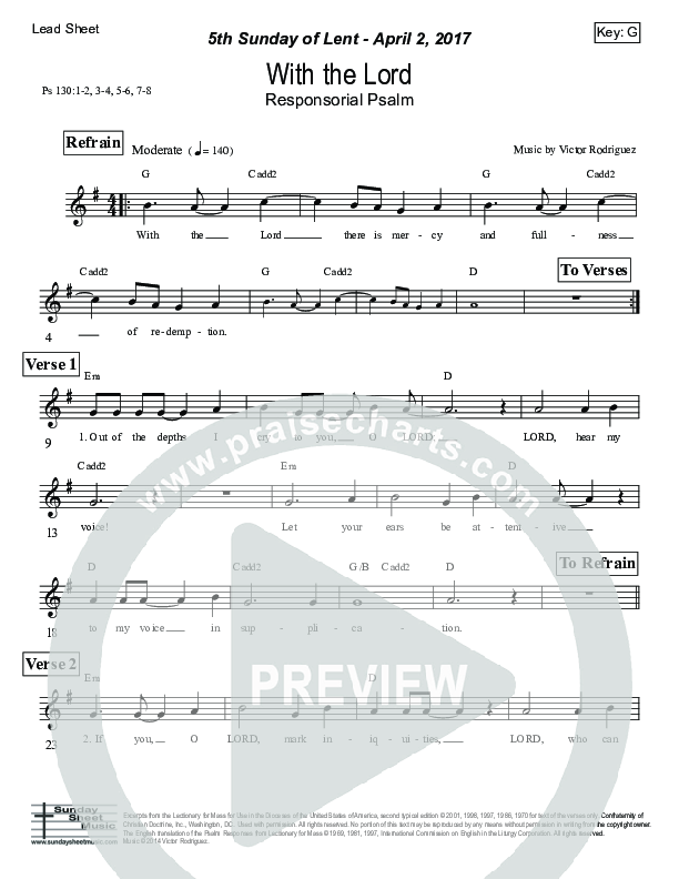 With The Lord (Psalm 130) Lead Sheet (Victor Rodriguez)