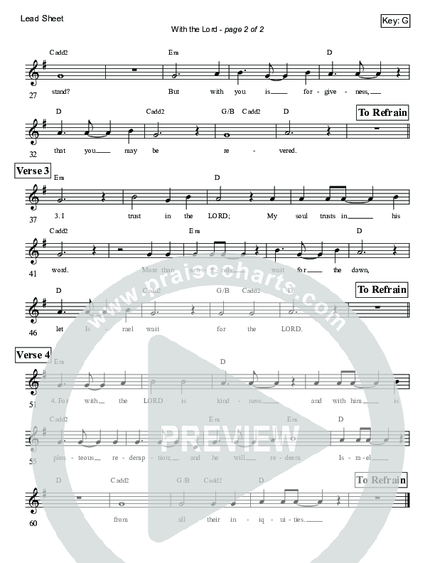 With The Lord (Psalm 130) Lead Sheet (Victor Rodriguez)