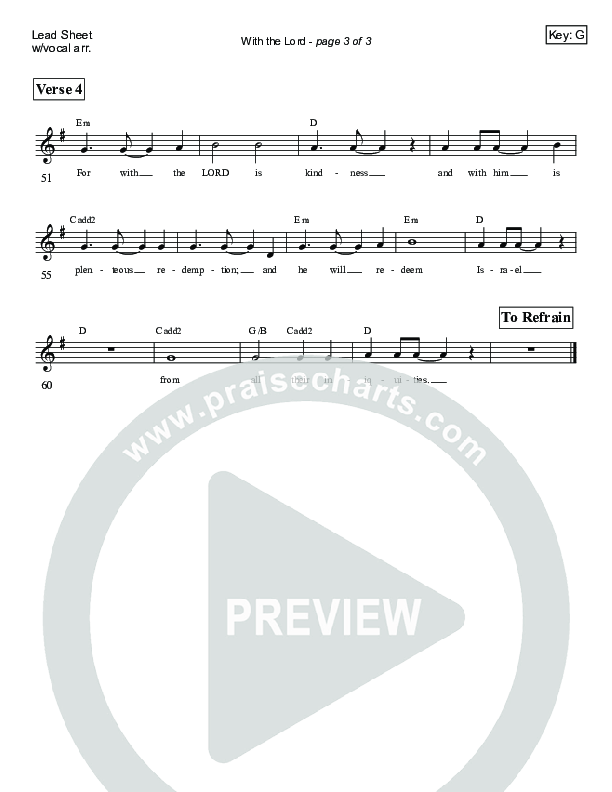 With The Lord (Psalm 130) Lead Sheet (Victor Rodriguez)