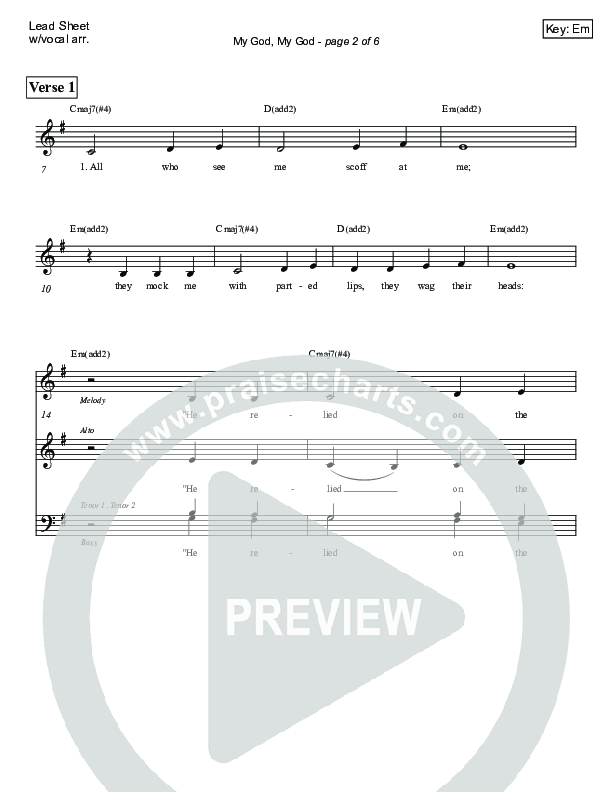 My God My God (Psalm 22) Lead Sheet (Victor Rodriguez)