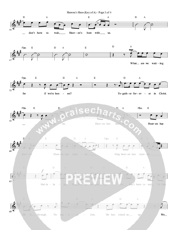 Heaven's Here Lead Sheet (MercyMe)