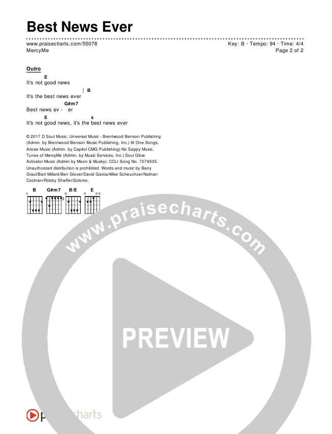 Best News Ever Chords & Lyrics (MercyMe)