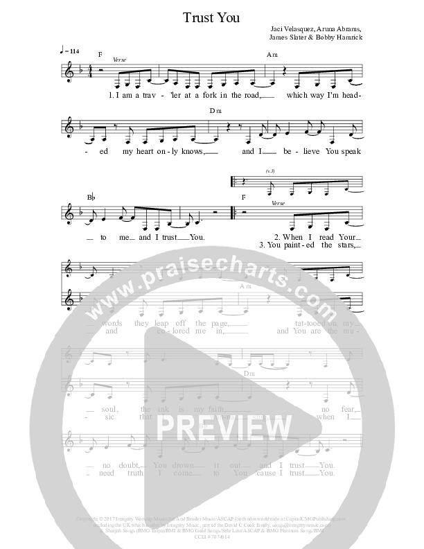 Trust You Lead Sheet (Jaci Velasquez)