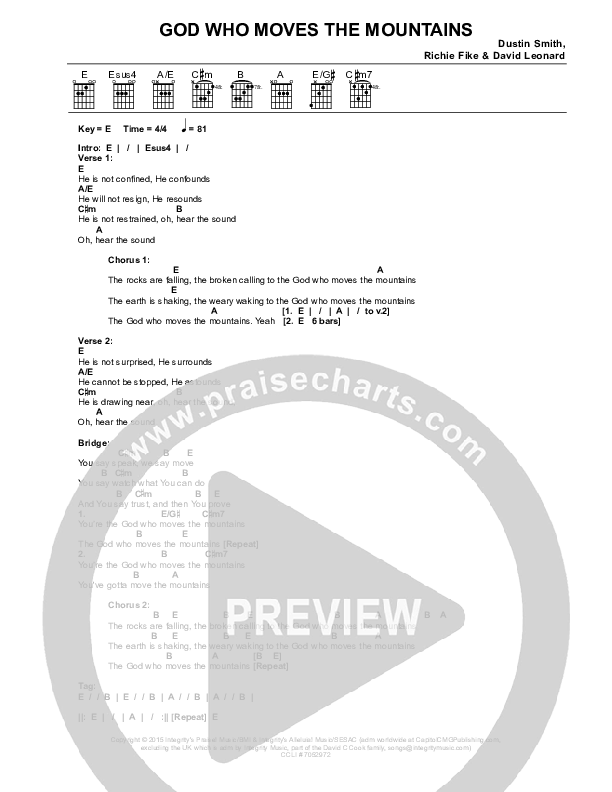 God Who Moves The Mountains Chords & Lyrics (Jaci Velasquez)
