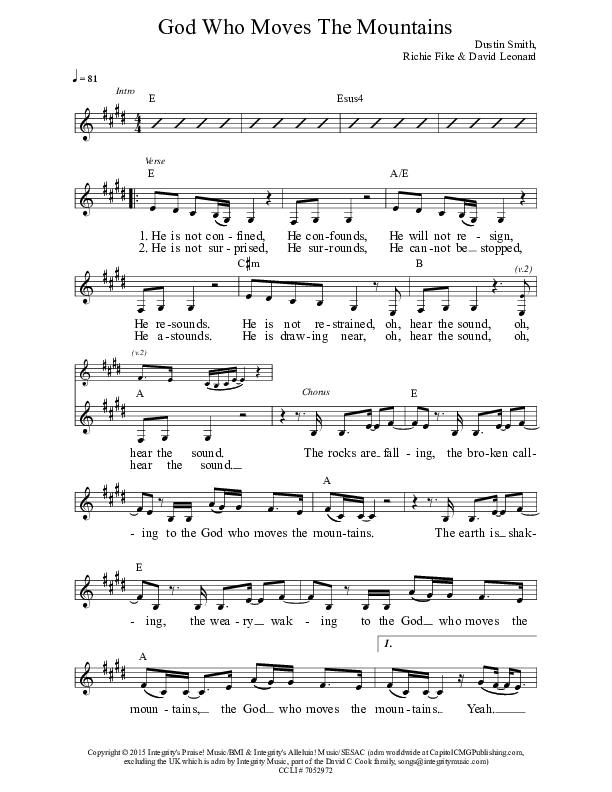 God Who Moves The Mountains Lead Sheet (Jaci Velasquez)