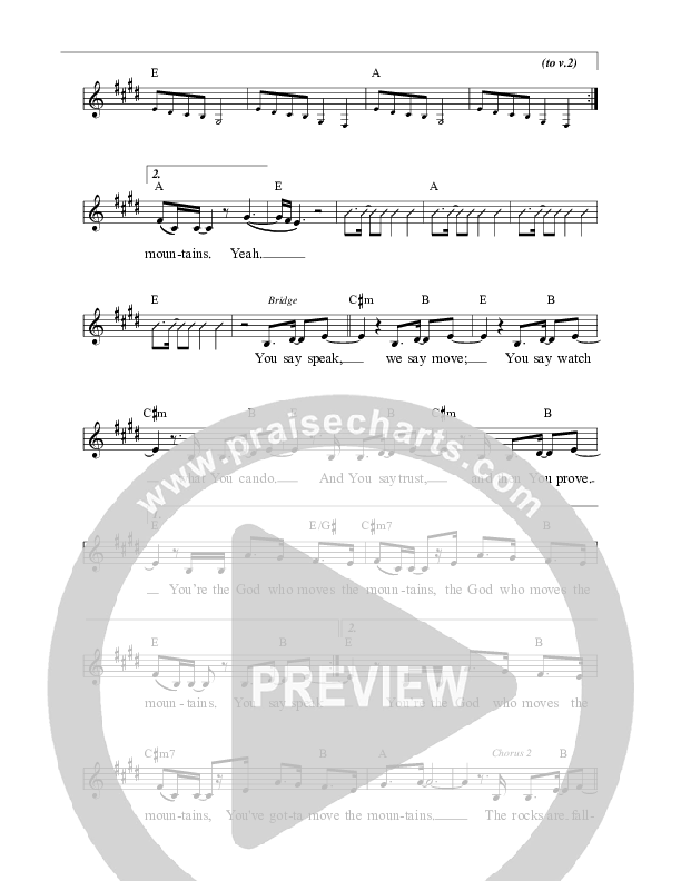 God Who Moves The Mountains Lead Sheet (Jaci Velasquez)