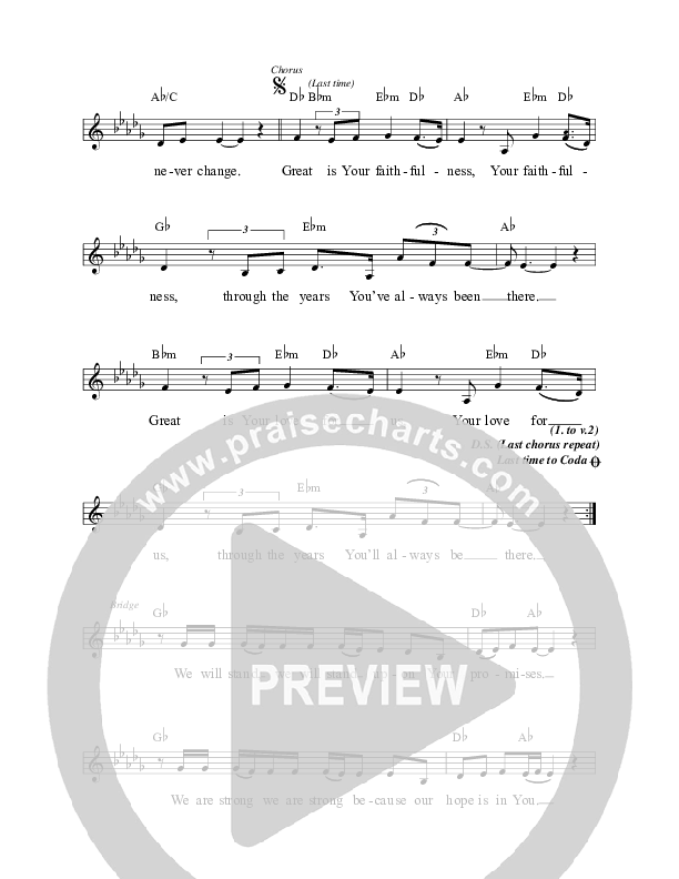 Great Is Your Faithfulness Lead Sheet (Jaci Velasquez)