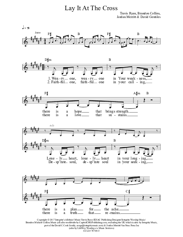 Lay It At The Cross Lead Sheet (Jaci Velasquez)