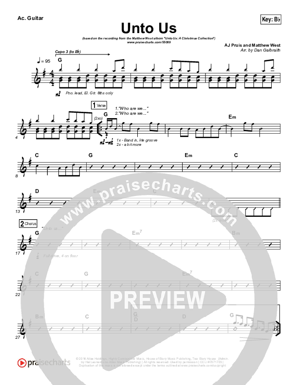 Unto Us Rhythm Chart (Print Only) (Matthew West)