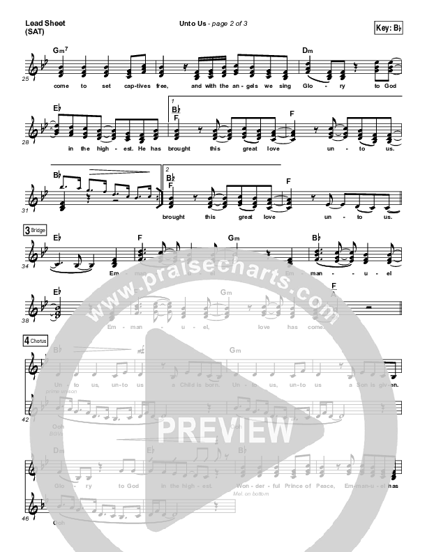 Unto Us Lead Sheet (Print Only) (Matthew West)