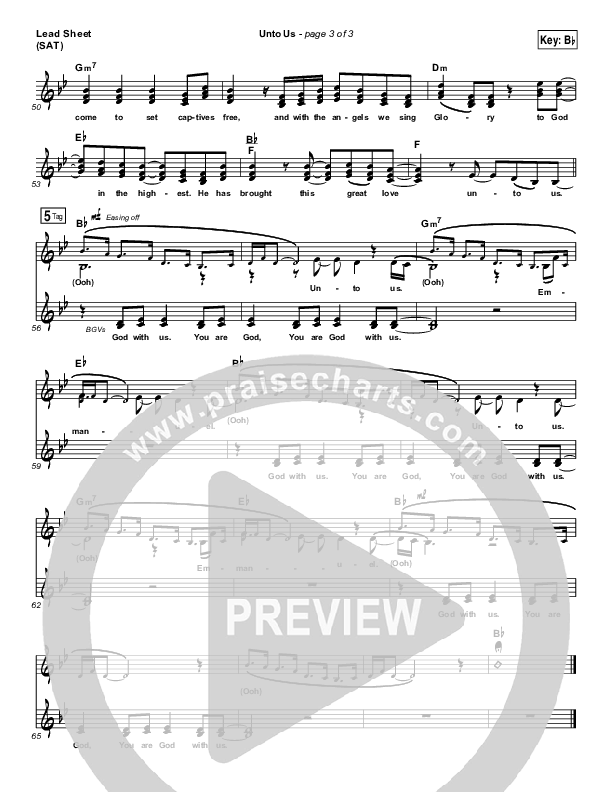 Unto Us Lead Sheet (Print Only) (Matthew West)