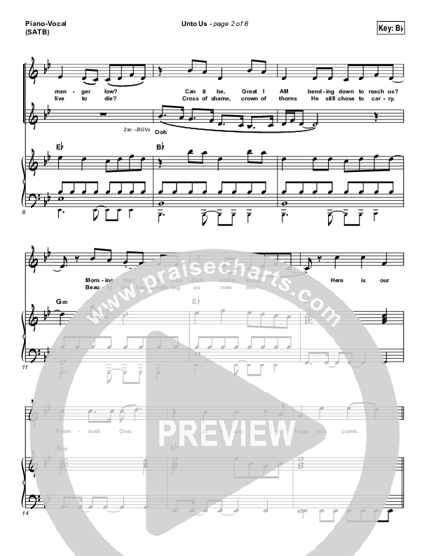 Unto Us Piano/Vocal (Print Only) (Matthew West)