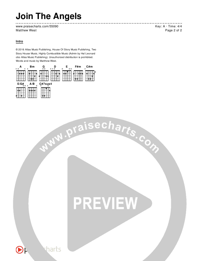 Join The Angels Chord Chart (Matthew West)