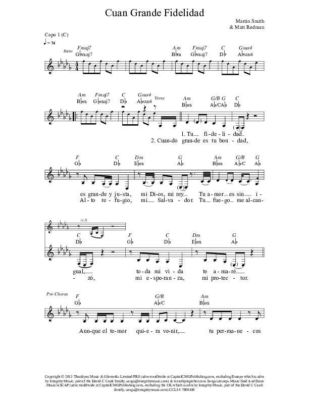 Cuan Grande Fidelidad Lead Sheet (Jaci Velasquez)