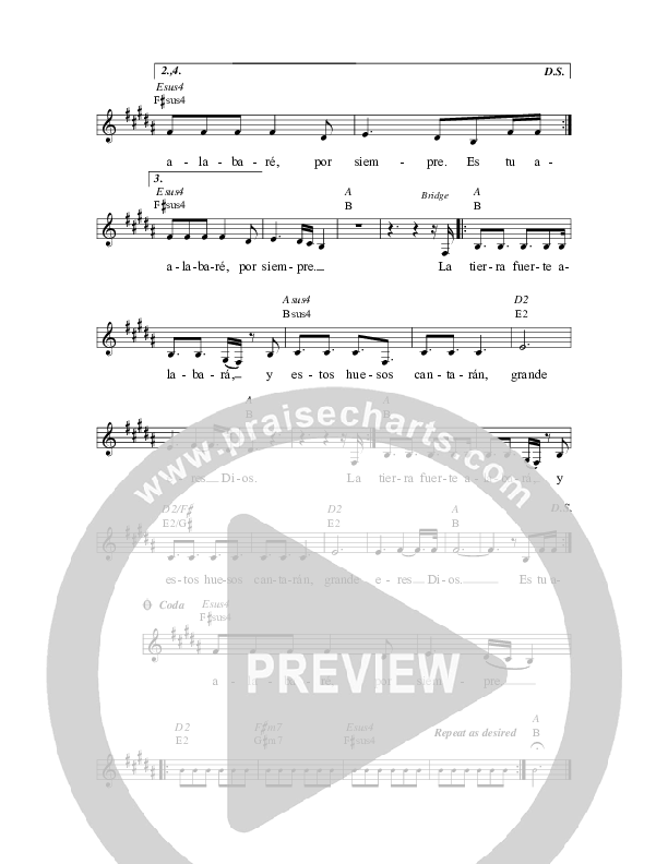 Grande Eres Dios (Great Are You Lord) Lead Sheet (Jaci Velasquez / Nic Gonzales)