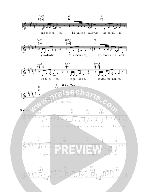 Llevalo A La Cruz Lead Sheet (Jaci Velasquez)